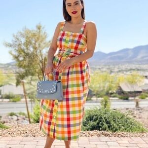 NWT Christopher John Rogers Plaid Wide dress